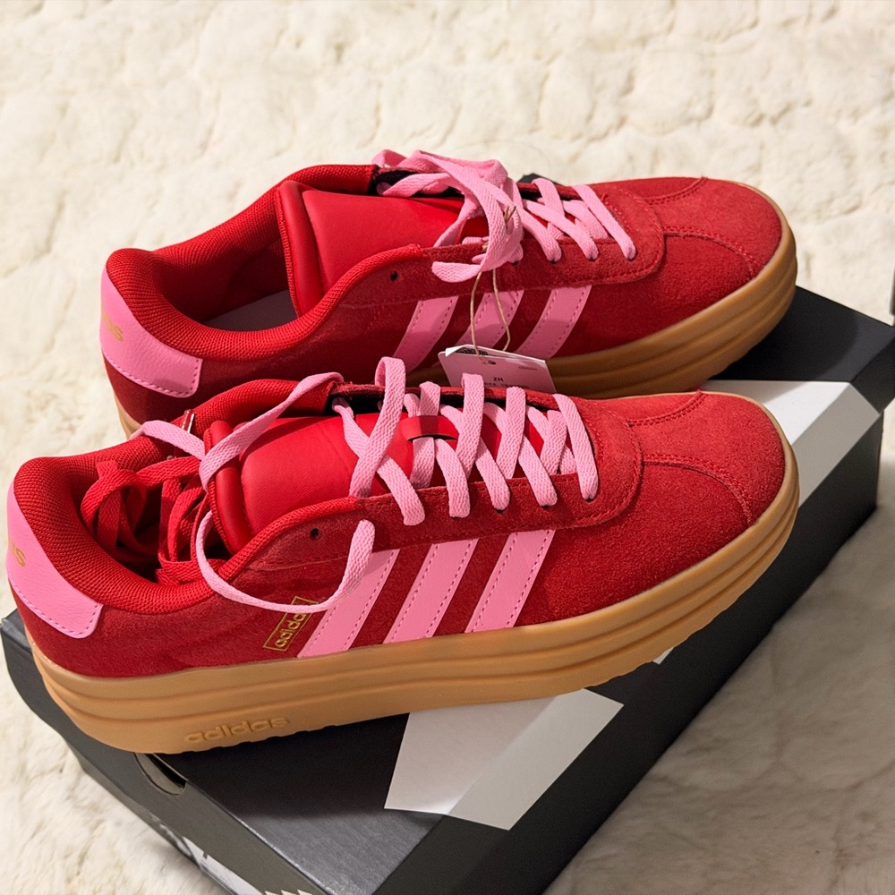 Adidas Women's Red and Pink Sneakers
